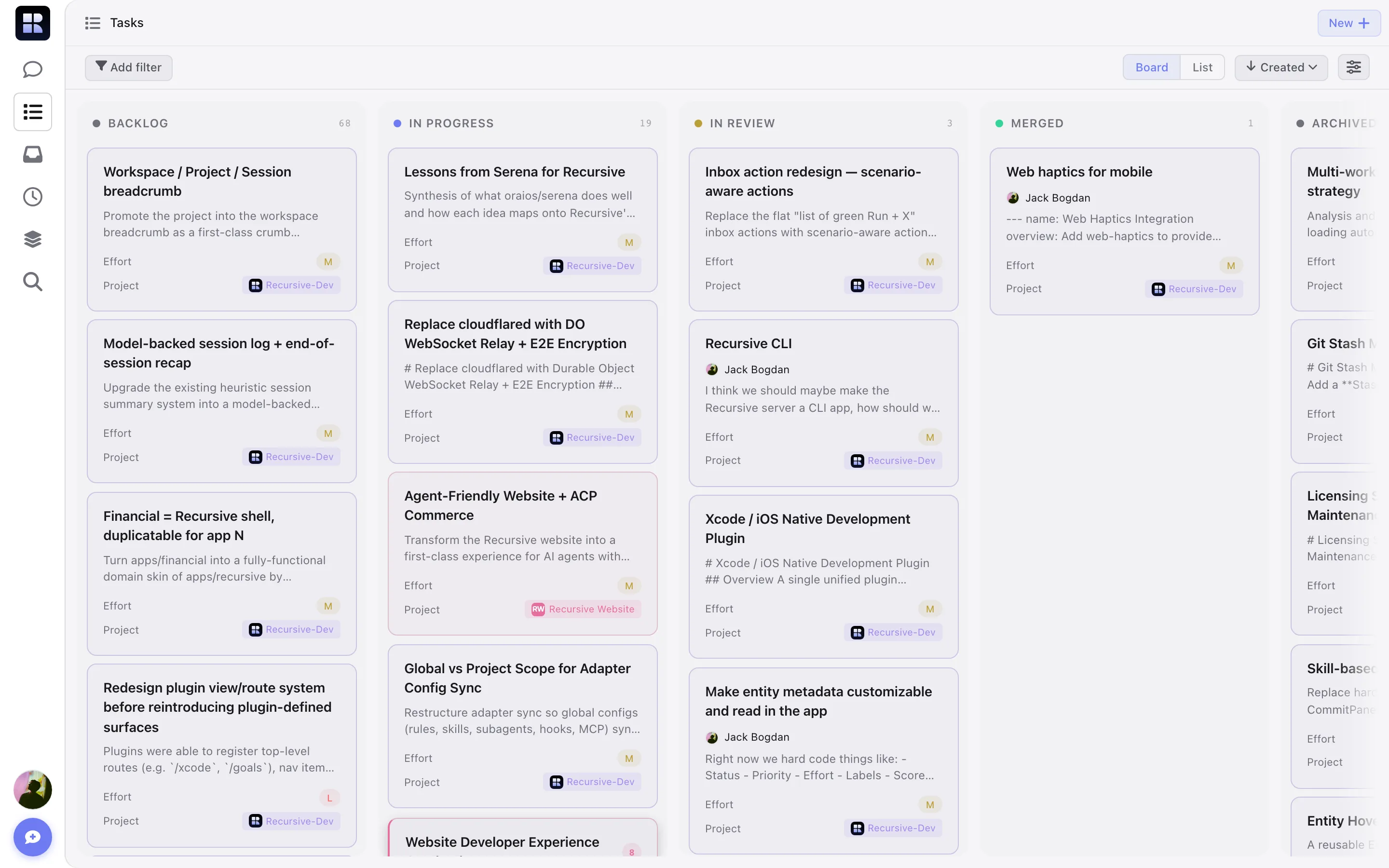 Task board with agent-assigned tasks
