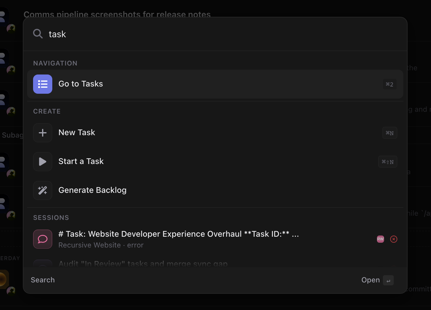 Command palette with project-wide symbol search